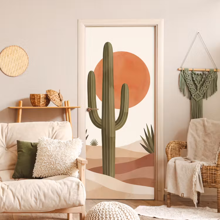 Deursticker - Cactus - Duinen - Modern - Landschap - Groen — 4