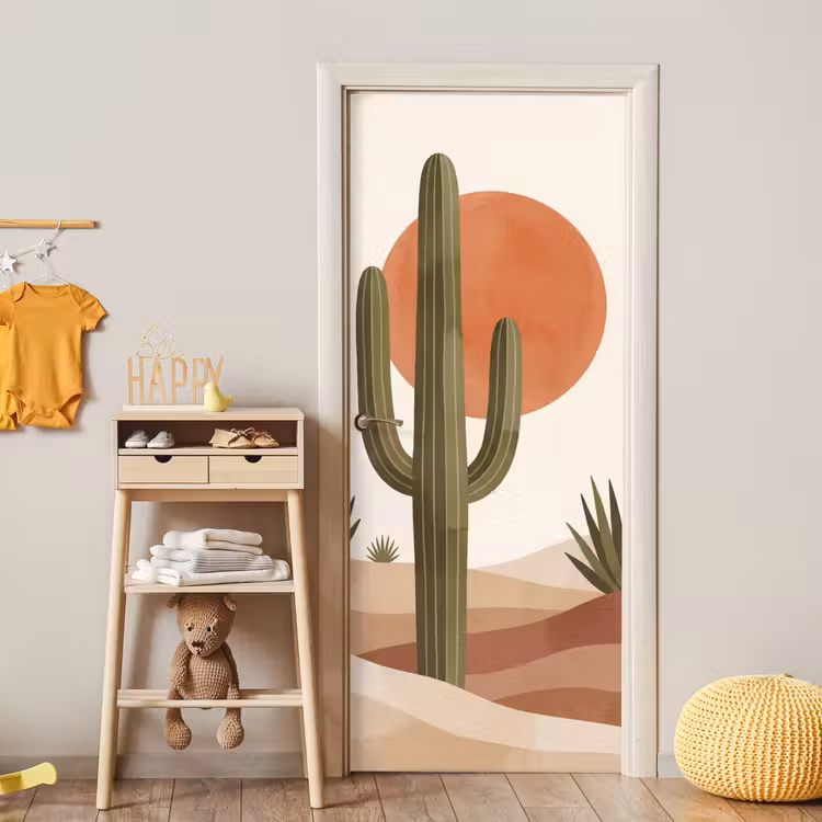Deursticker - Cactus - Duinen - Modern - Landschap - Groen — 6