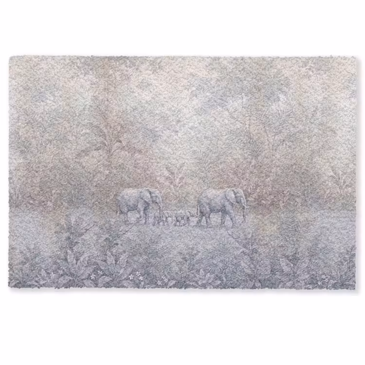 Deurmat - Olifant - Familie - Jungle - Illustratie - Grijs — 1