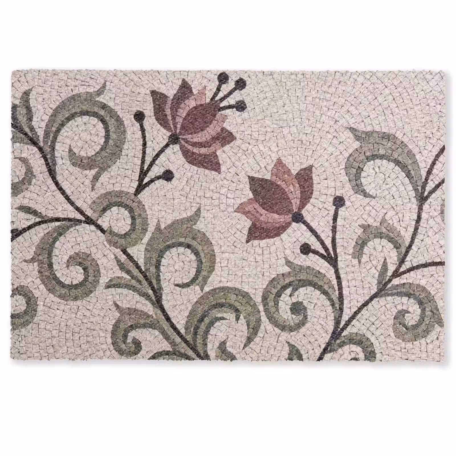 Deurmat - Bloemen - Mozaïek - Patroon - Abstract - Groen — 1