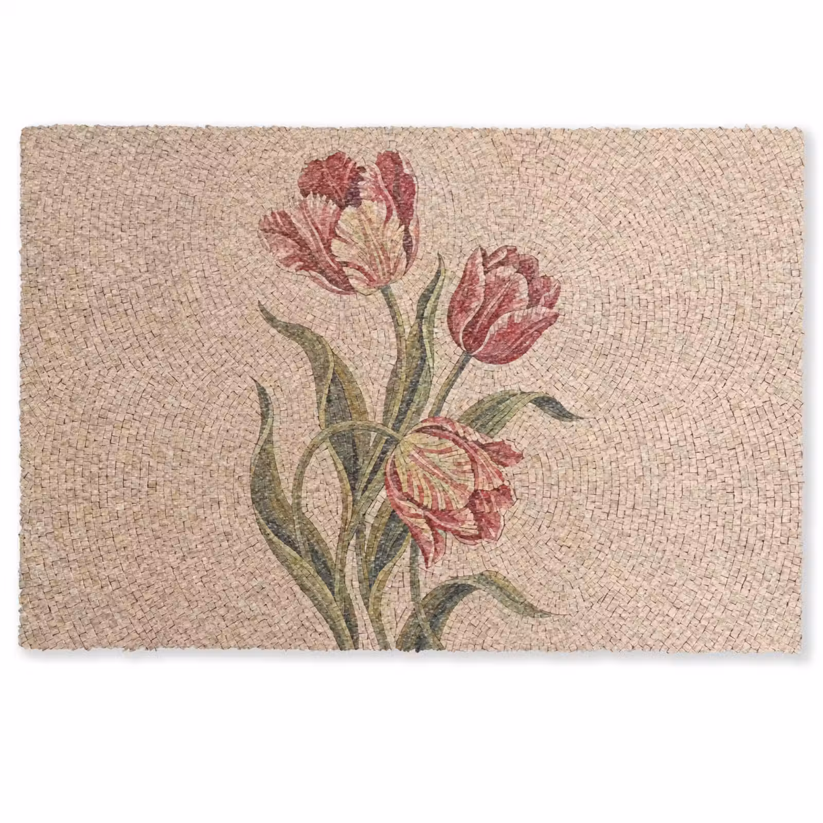 Deurmat - Bloemen - Mozaïek - Rood - Groen - Kunst — 1
