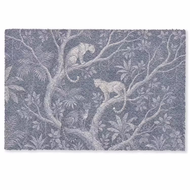 Deurmat - Dieren - Jungle - Illustratie - Bomen - Blauw — 1