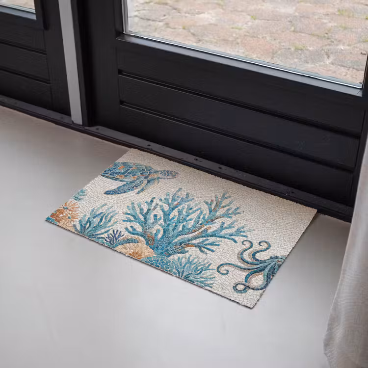 Deurmat - Dieren - Onderwater - Natuur - Mozaïek - Blauw — 2