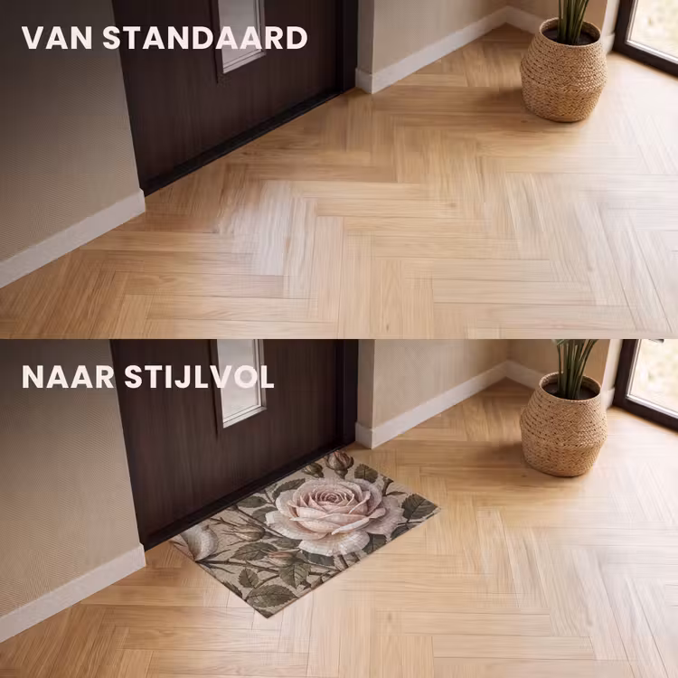 Deurmat - Roos - Mozaïek - Bloemen - Klassiek - Beige — 3