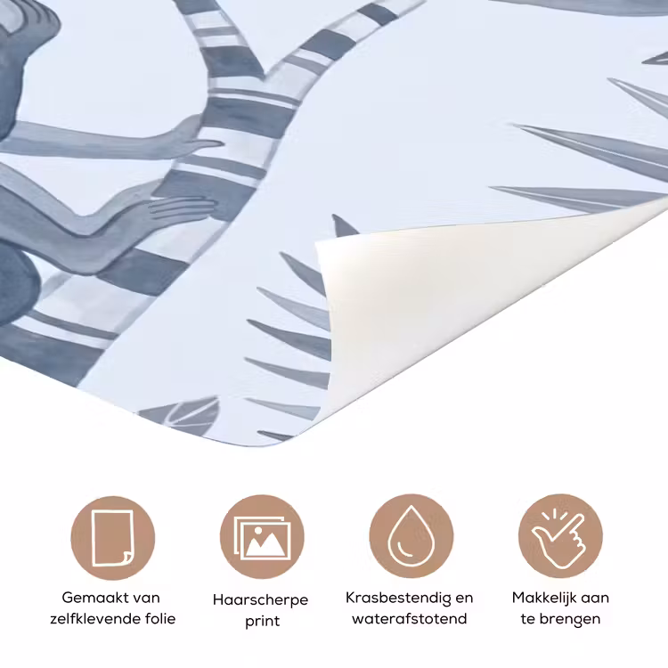 Deursticker - Aap - Boom - Bladeren - Jungle - Illustratie — 3