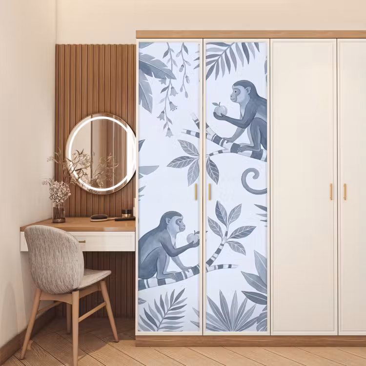 Deursticker - Aap - Boom - Bladeren - Jungle - Illustratie — 5