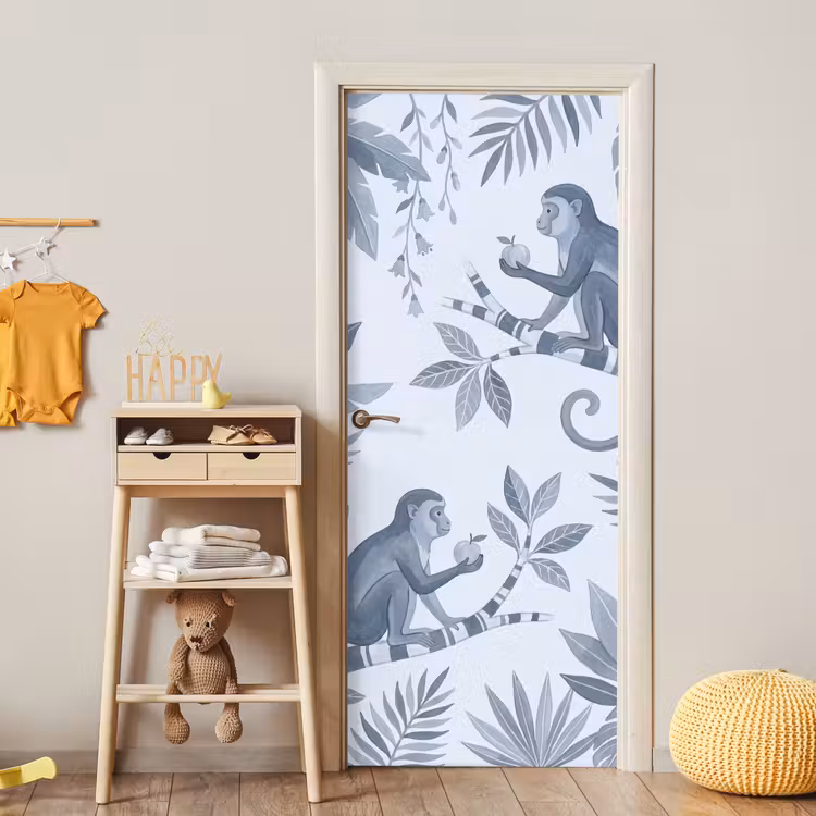 Deursticker - Aap - Boom - Bladeren - Jungle - Illustratie — 6