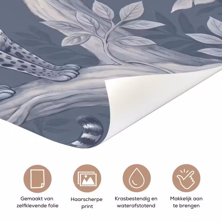 Deursticker - Dieren - Jungle - Illustratie - Bomen - Blauw — 3