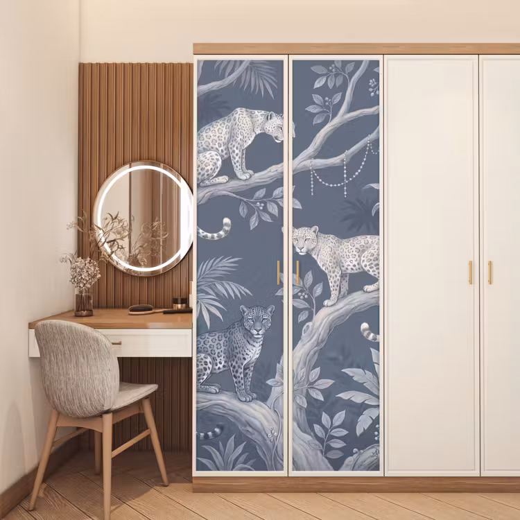 Deursticker - Dieren - Jungle - Illustratie - Bomen - Blauw — 5