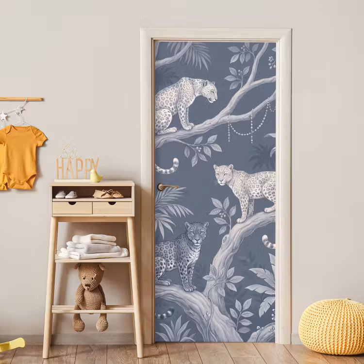 Deursticker - Dieren - Jungle - Illustratie - Bomen - Blauw — 6