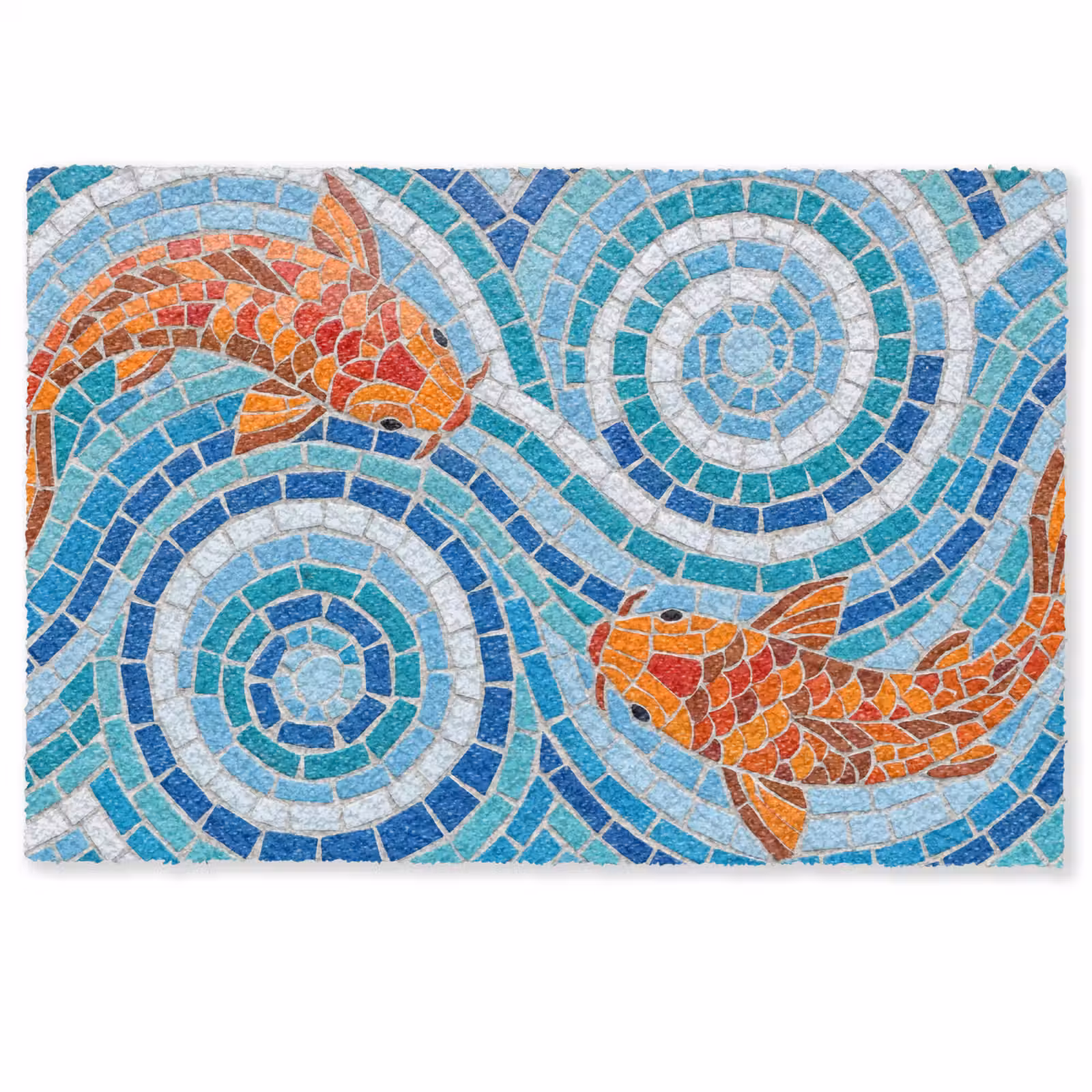 Deurmat - Vis - Mozaïek - Water - Decoratief - Blauw — 1