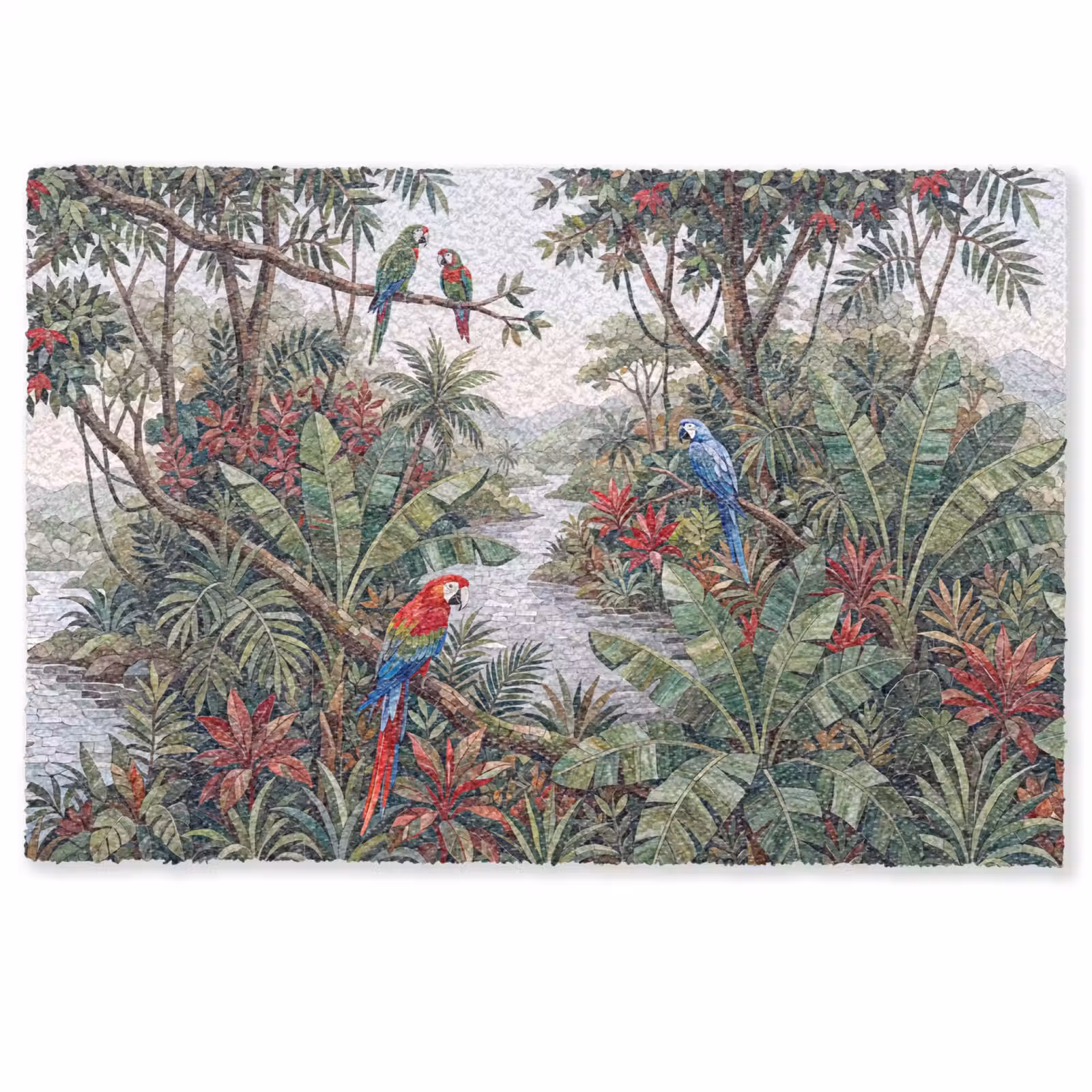 Deurmat - Vogel - Jungle - Natuur - Mozaïek - Groen — 1