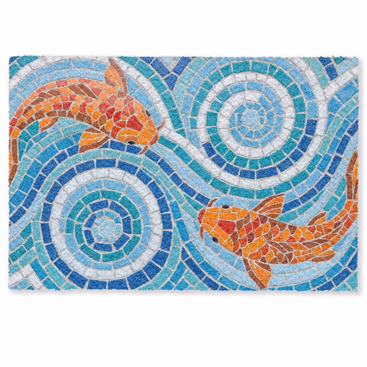Deurmat - Vis - Mozaïek - Water - Decoratief - Blauw — 1