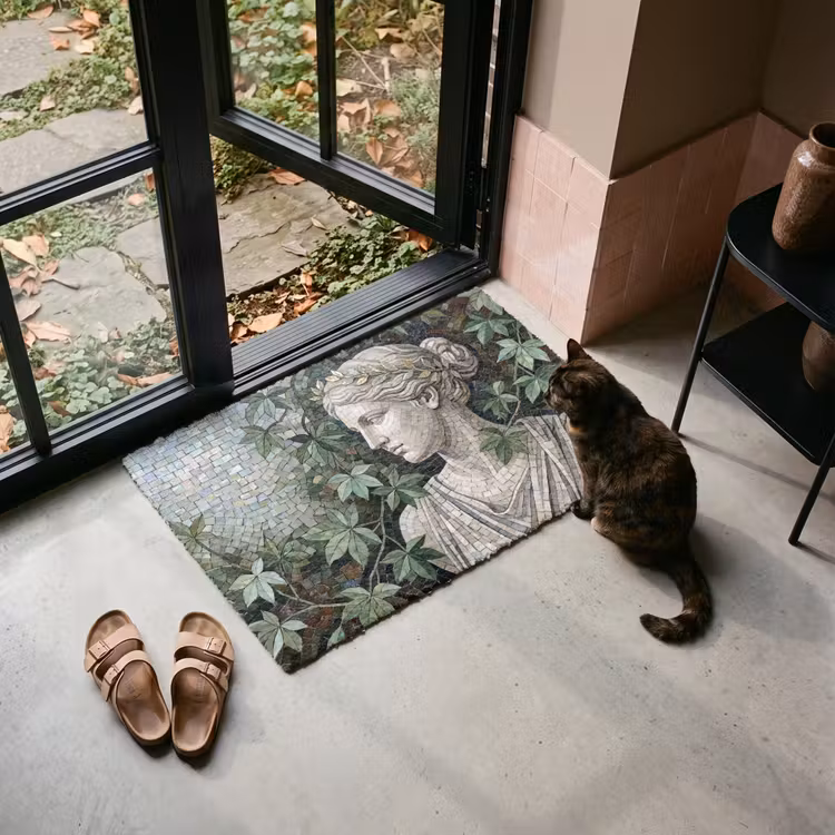 Deurmat - Vrouw - Klassiek - Mozaiëk - Natuur - Groen — 2