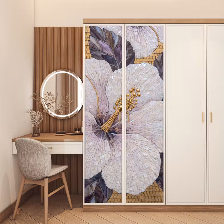Deursticker - Bloemen - Mozaïek - Kunst - Modern - Goud — 5