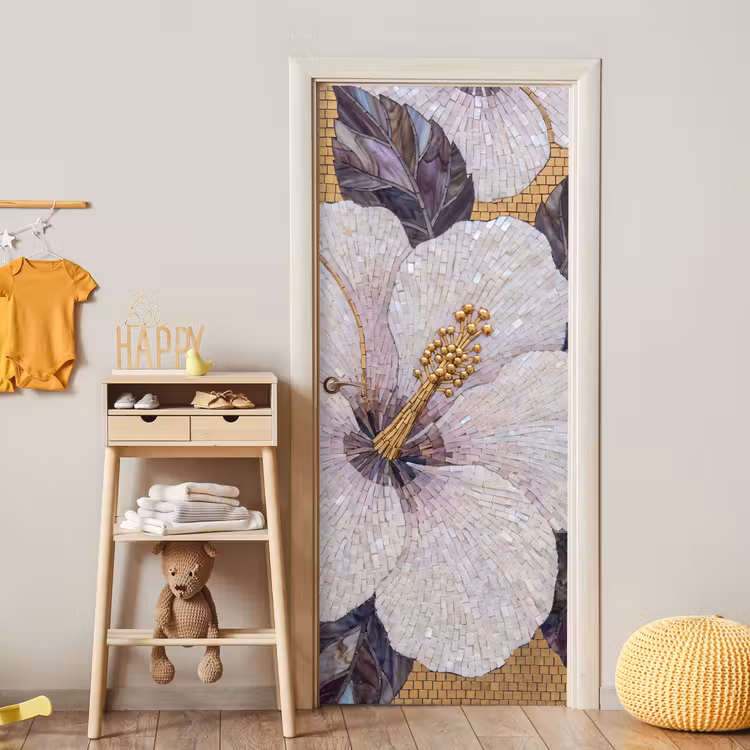 Deursticker - Bloemen - Mozaïek - Kunst - Modern - Goud — 6