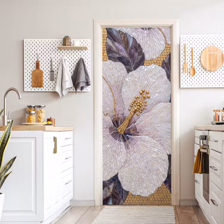 Deursticker - Bloemen - Mozaïek - Kunst - Modern - Goud — 7