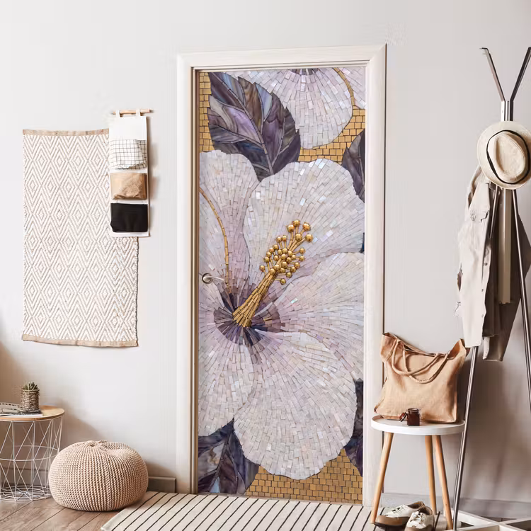 Deursticker - Bloemen - Mozaïek - Kunst - Modern - Goud — 8