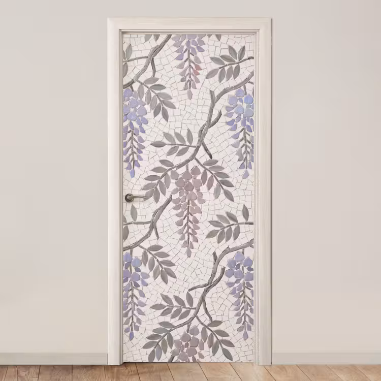 Deursticker - Bloemen - Mozaïek - Natuur - Patroon - Paars — 1