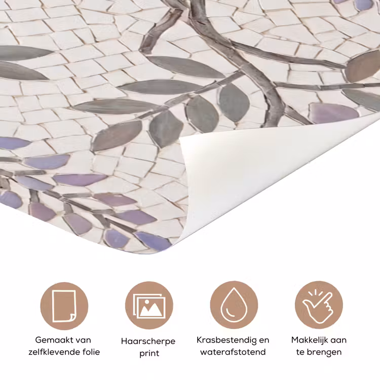 Deursticker - Bloemen - Mozaïek - Natuur - Patroon - Paars — 3
