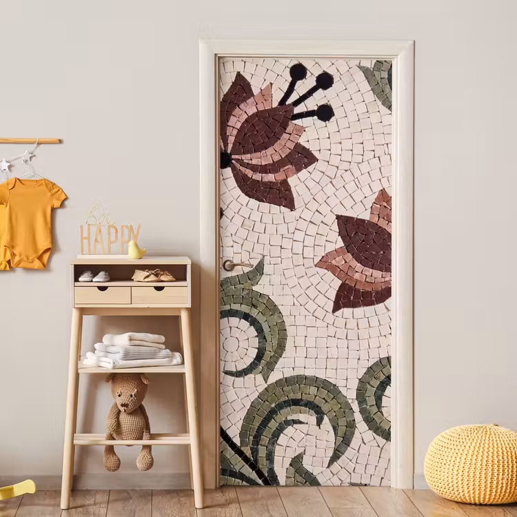Deursticker - Bloemen - Mozaïek - Patroon - Abstract - Groen — 6