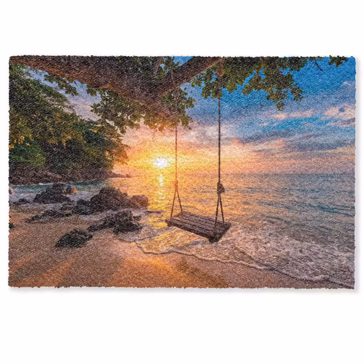 Deurmat - Schommel - Strand - Zonsondergang - Natuur - Oranje — 1
