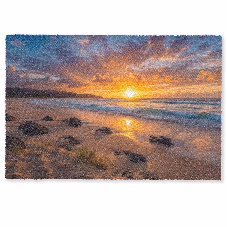 Deurmat - Strand - Zonsondergang - Golven - Natuur - Oranje — 1