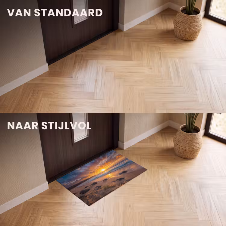 Deurmat - Strand - Zonsondergang - Golven - Natuur - Oranje — 3