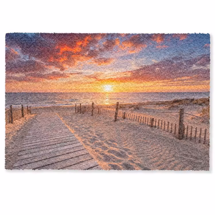 Deurmat - Strand - Zonsondergang - Zee - Natuur - Oranje — 1