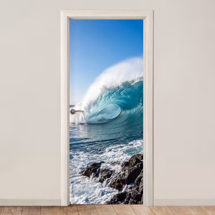 Deursticker - Golf - Oceaan - Brekend - Water - Blauw — 1