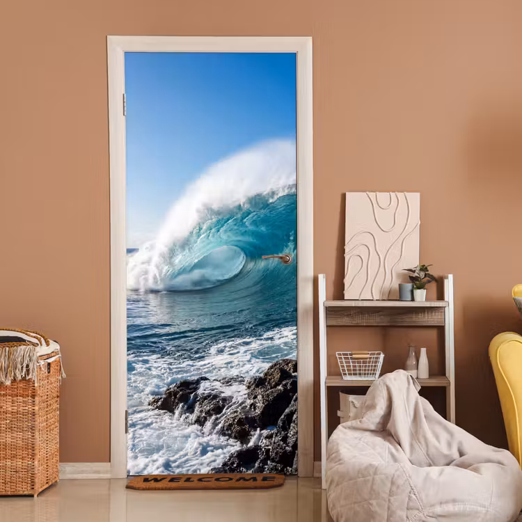 Deursticker - Golf - Oceaan - Brekend - Water - Blauw — 2
