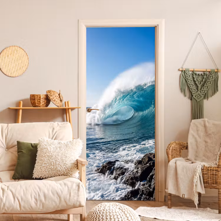 Deursticker - Golf - Oceaan - Brekend - Water - Blauw — 4