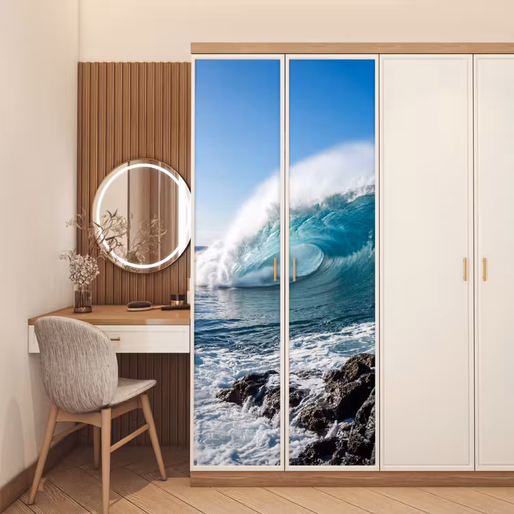 Deursticker - Golf - Oceaan - Brekend - Water - Blauw — 5
