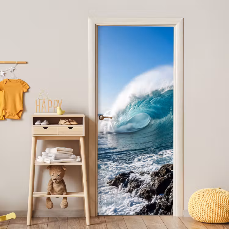 Deursticker - Golf - Oceaan - Brekend - Water - Blauw — 6
