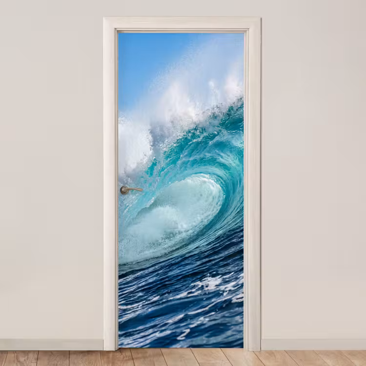 Deursticker - Golf - Oceaan - Water - Dynamisch - Blauw — 1