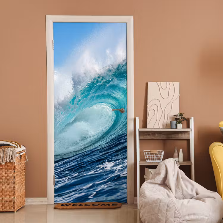 Deursticker - Golf - Oceaan - Water - Dynamisch - Blauw — 2