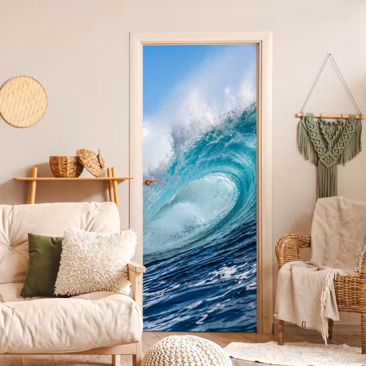 Deursticker - Golf - Oceaan - Water - Dynamisch - Blauw — 4