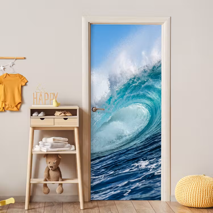 Deursticker - Golf - Oceaan - Water - Dynamisch - Blauw — 6