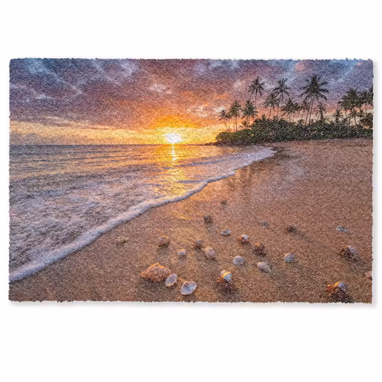 Deurmat - Strand - Zonsondergang - Palmbomen - Natuur - Oranje — 1