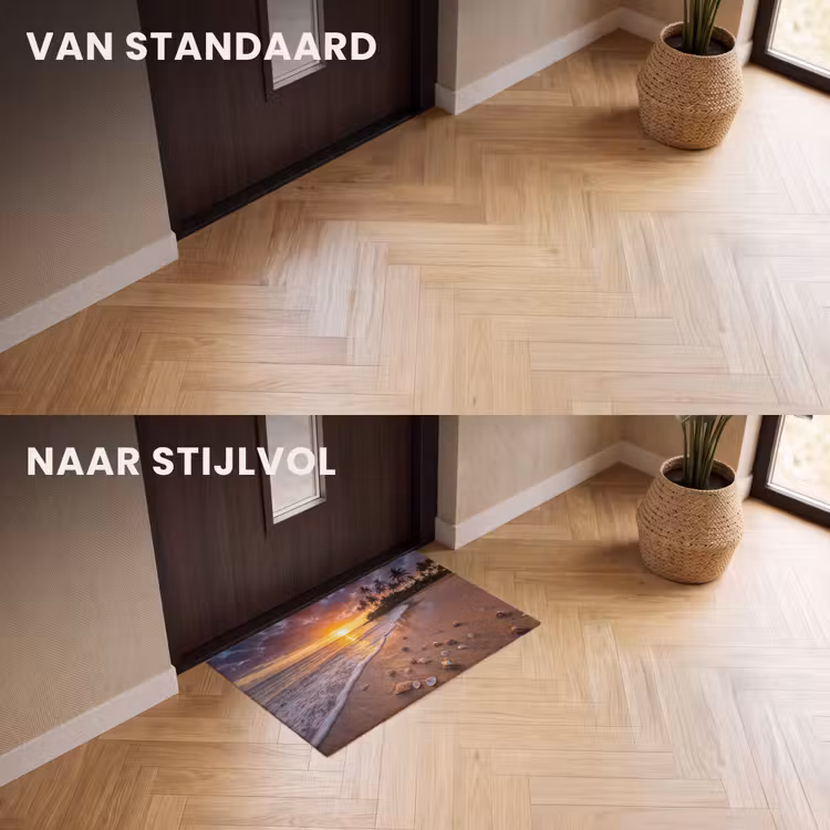 Deurmat - Strand - Zonsondergang - Palmbomen - Natuur - Oranje — 3