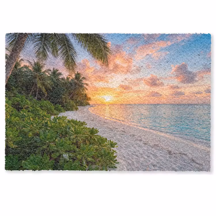 Deurmat - Strand - Zonsondergang - Palmbomen - Tropisch - Natuur — 1