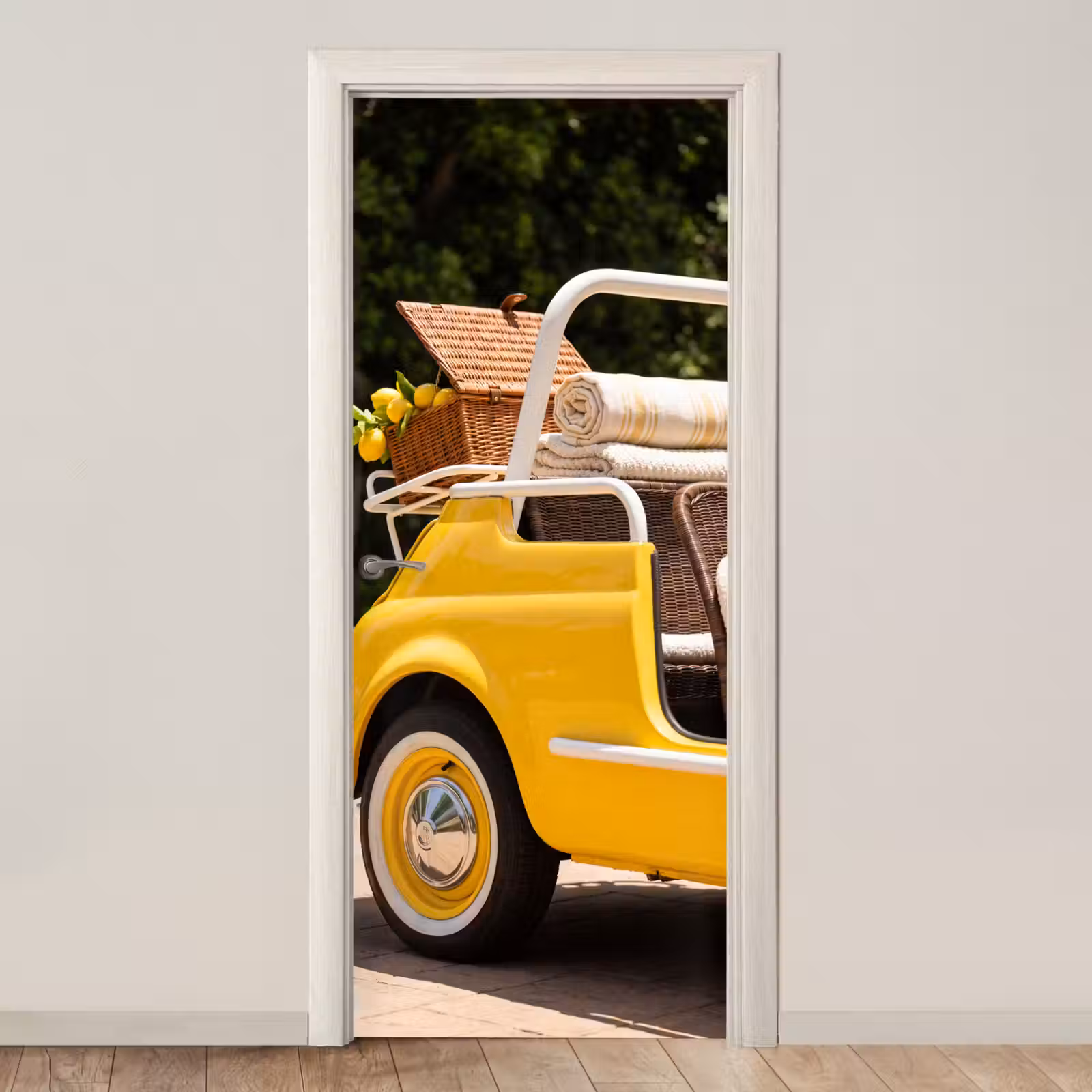 Deursticker - Auto - Picknick - Zomer - Geel — 1