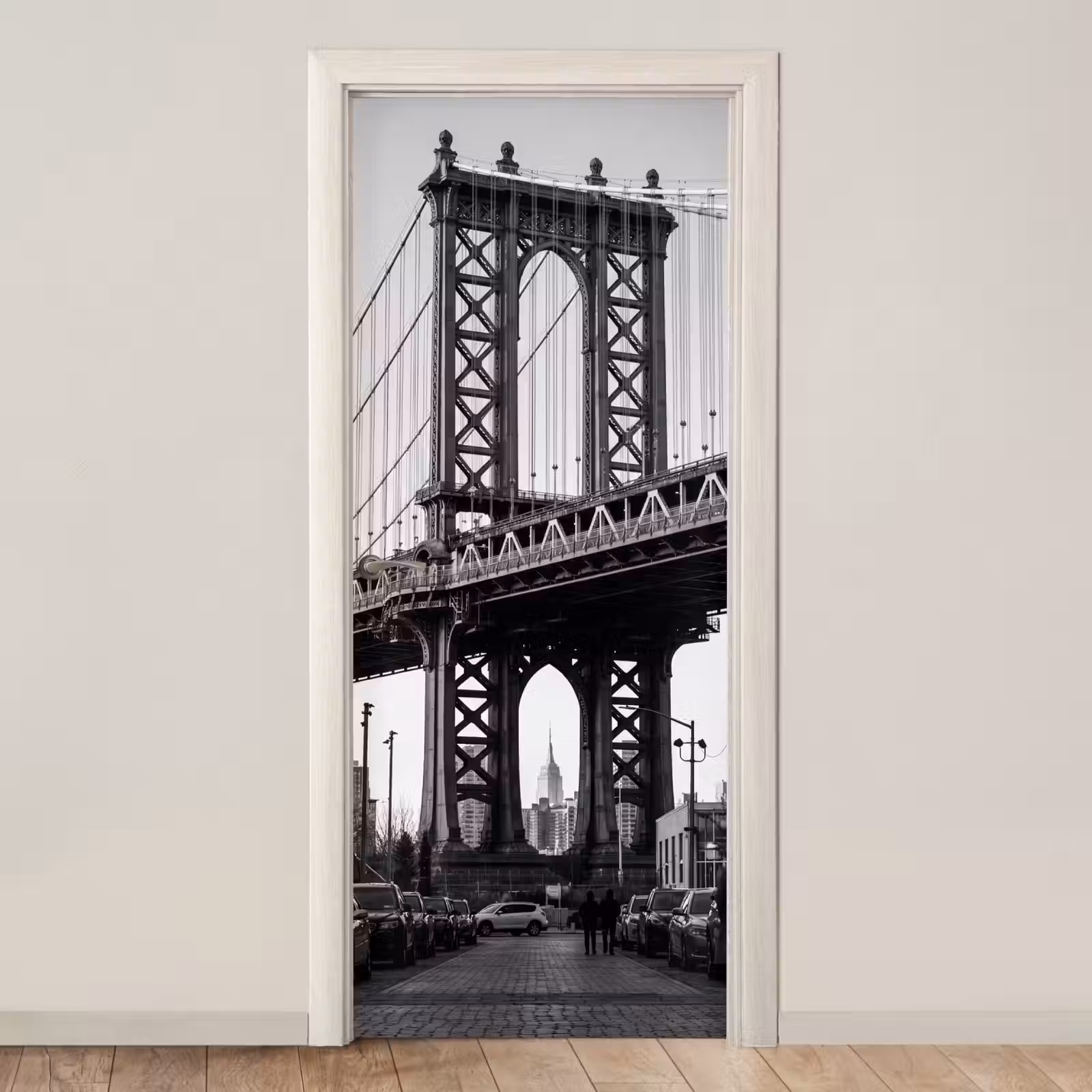 Deursticker - Brug - Stad - Architectuur - Modern - Zwart-wit — 1