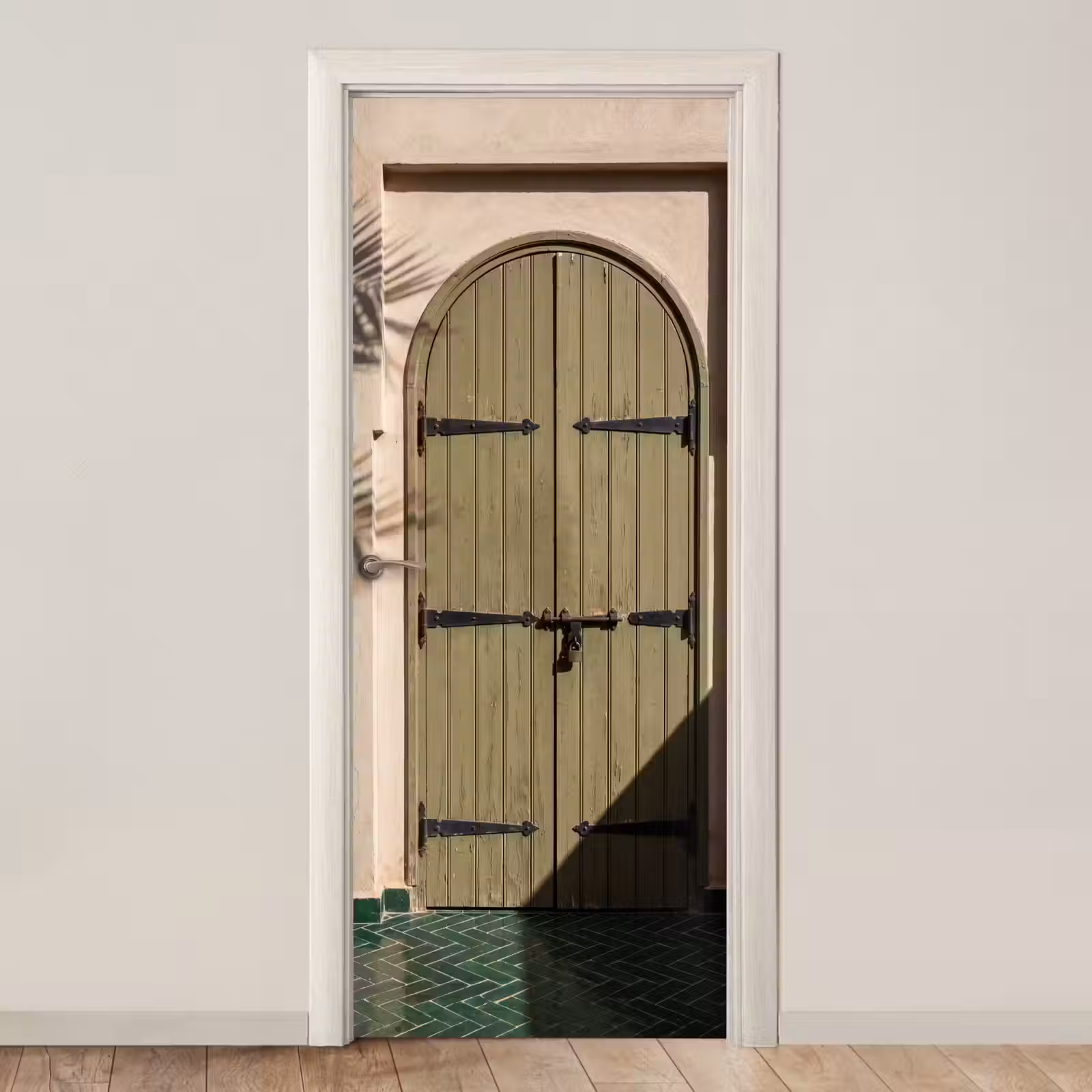 Deursticker - Deur - Hout - Architectuur - Groen - Rustiek — 1