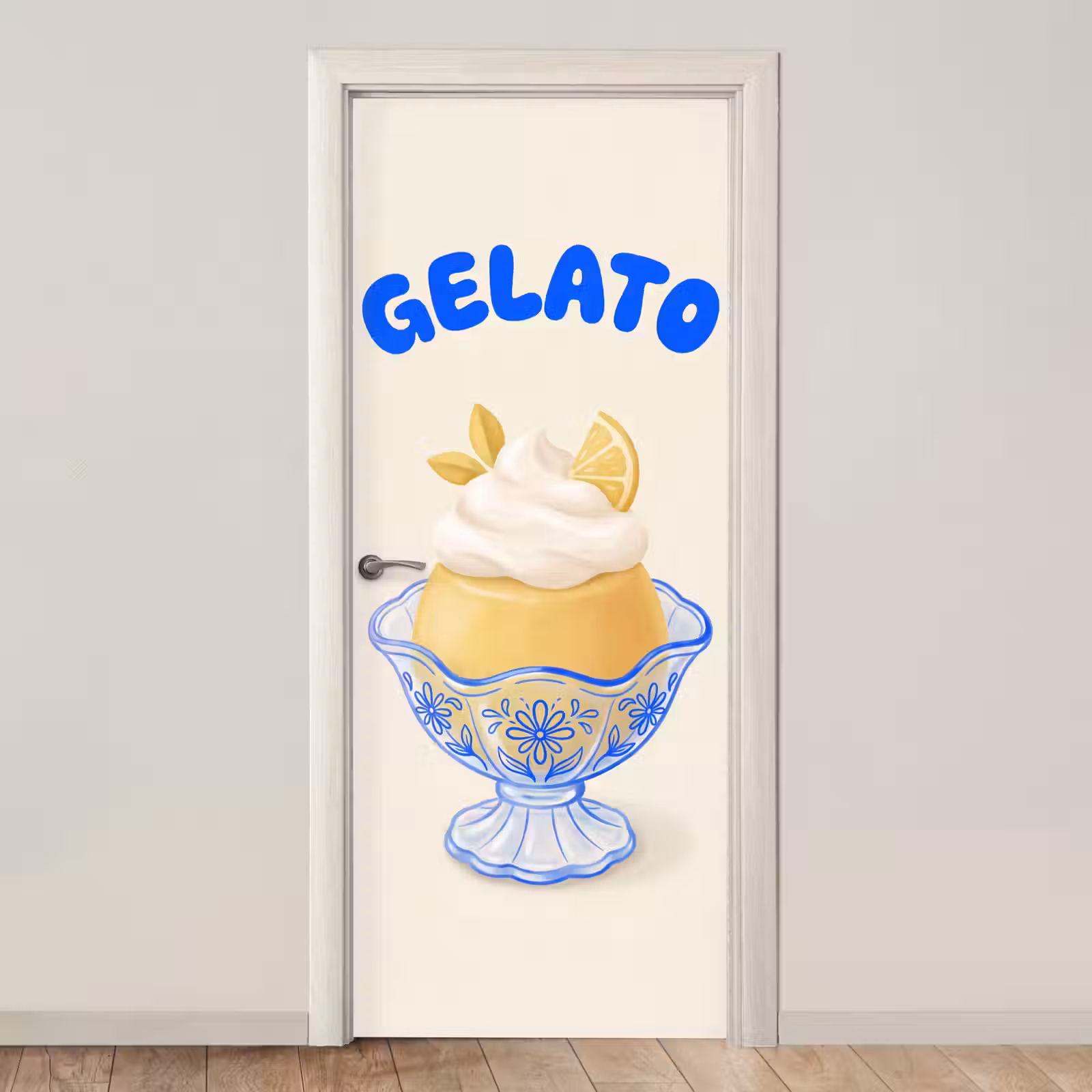 Deursticker - IJs - Citroen - Illustratie - Geel - Dessert — 1