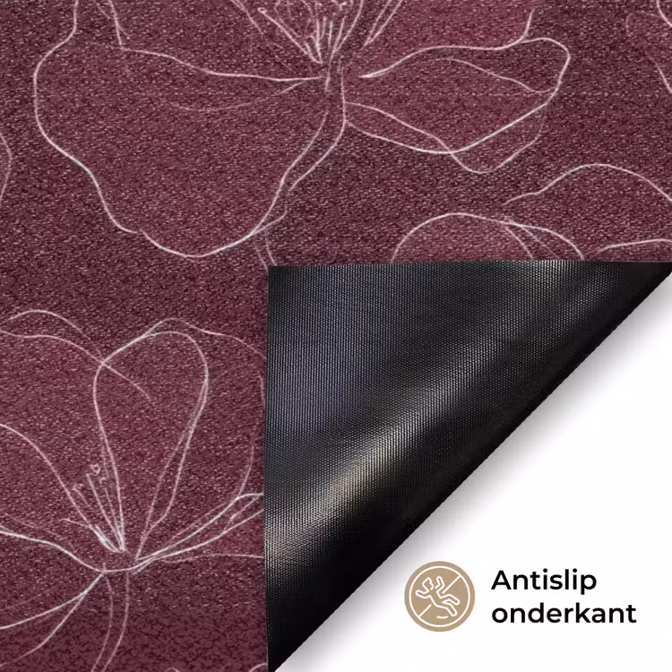 Deurmat - Bloemen - Patroon - Bordeauxrood — 6