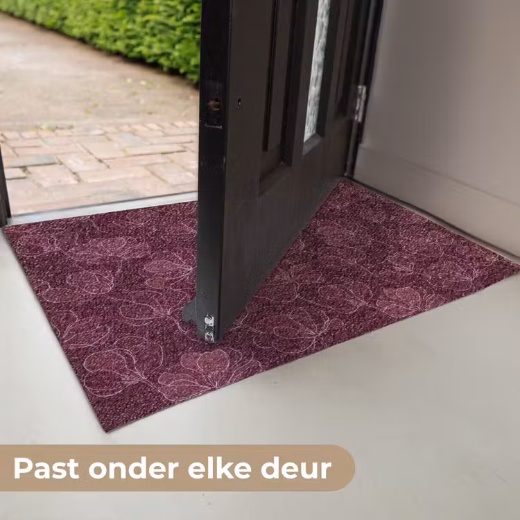 Deurmat - Bloemen - Patroon - Bordeauxrood — 7