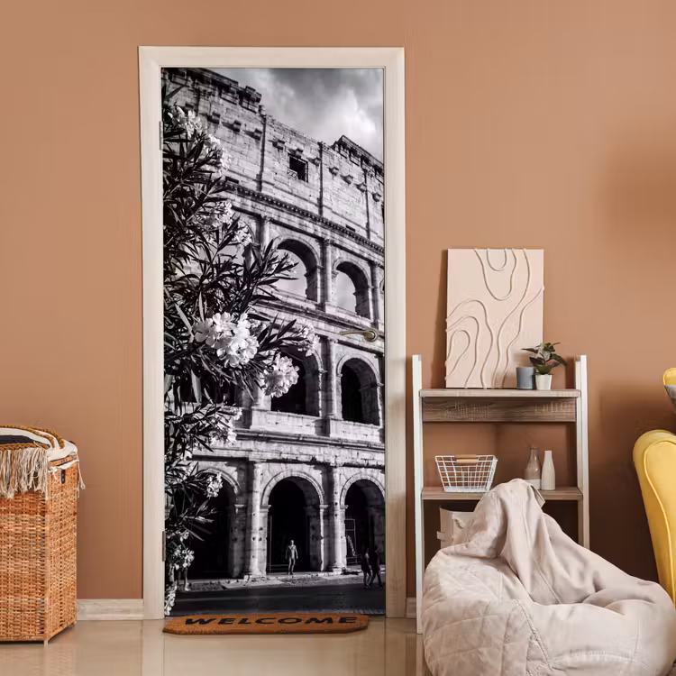 Deursticker - Architectuur - Colosseum - Rome - Historisch - Zwart-wit — 2
