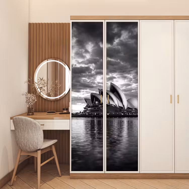 Deursticker - Architectuur - Water - Stad - Modern - Zwart-wit — 5