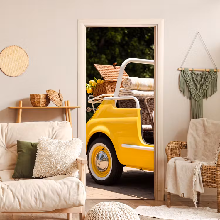 Deursticker - Auto - Picknick - Zomer - Geel — 4